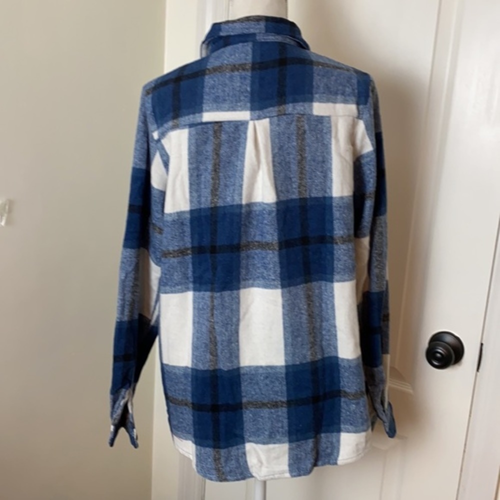 PLAID BUTTON DOWN SHACKET JACKET BLUE SIZES SMALL - MEDIUM - LARGE - XLARGE - Picture 6 of 7